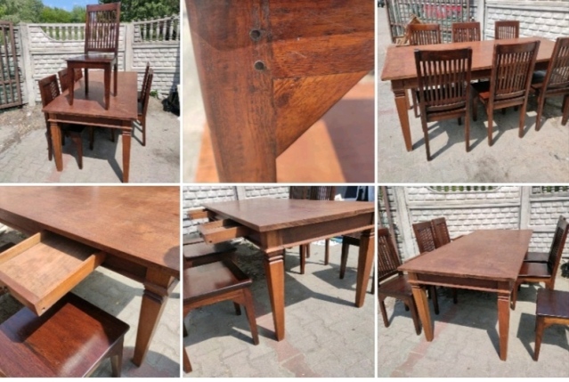 Stół teak +2 szuflady 200*90 wys 77 cm cena 1500 zł 