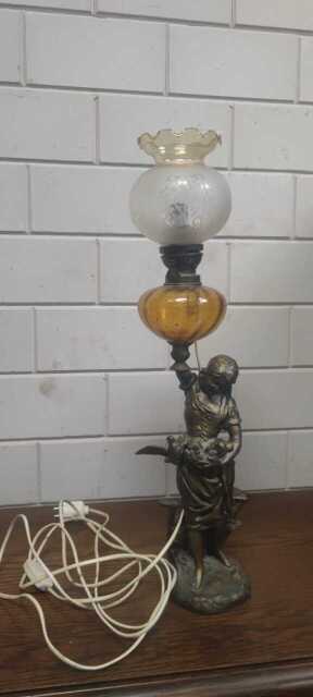 Lampa z brązu przerobiona z naftowej cena 370 zł 